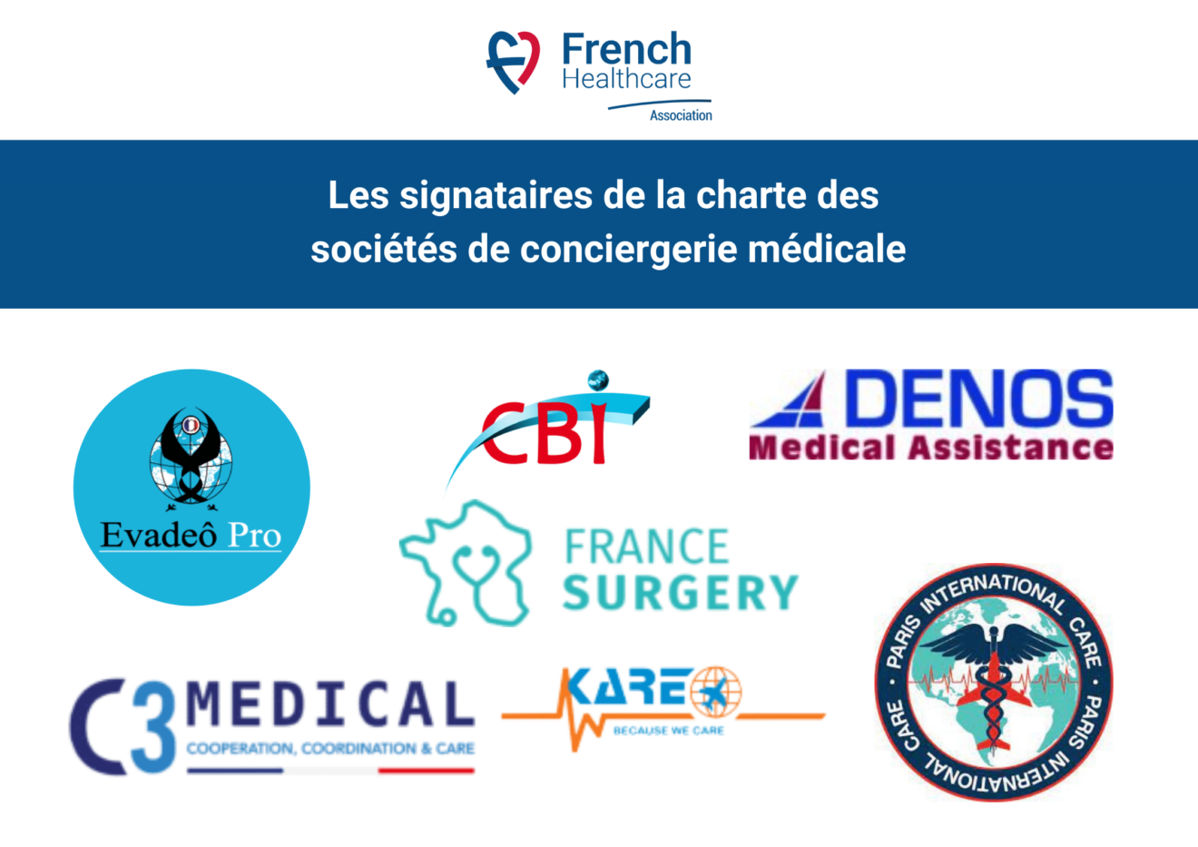 Les signataires de la charte des  sociétés de conciergerie médicale