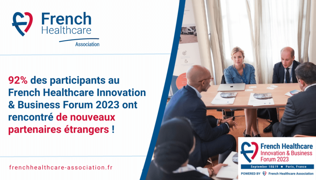 Titre de l'article avec une photo d'un rendez-vous B2B pendant le French Healthcare Innovation & Business Forum