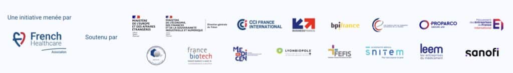 Bandeau présentant les logos des différents sponsors du French Healthcare Business & Innovation Forum 2023