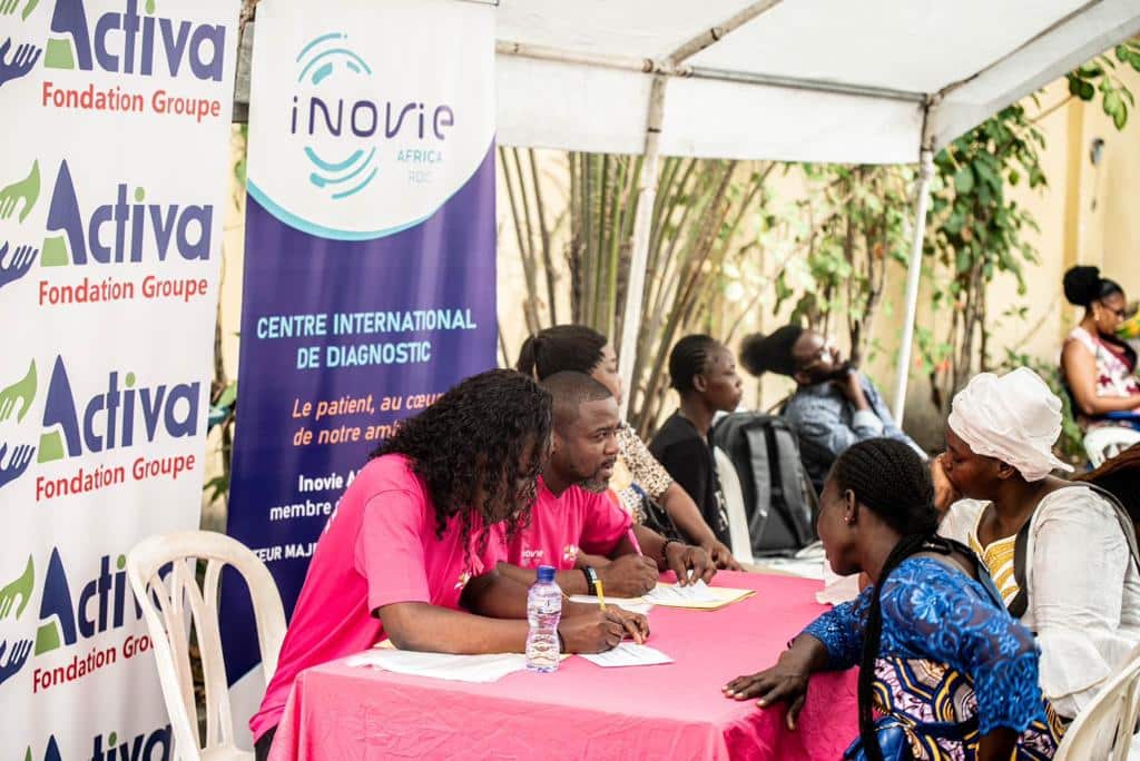 Inovie's booth for the breast cancer screening and awareness event