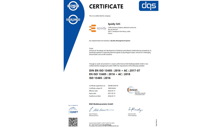 Certification Iso d'Epsidy